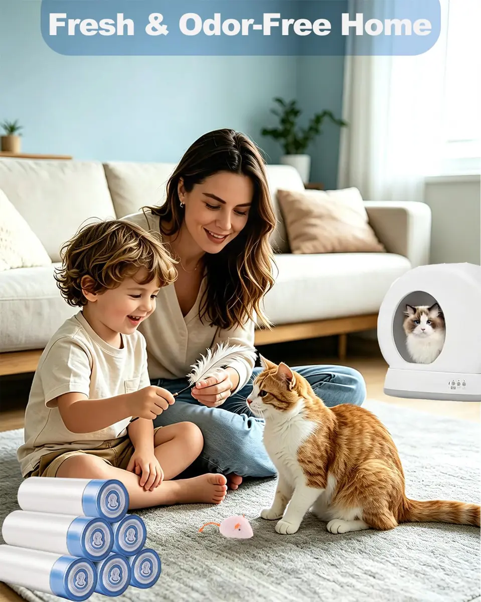 KropBom 120 Count Drawstring Cat Litter Bags 22.7 kg (50 lb) | Custom-Fit Leak-Proof Liners for Automatic Litter Boxes - view 8