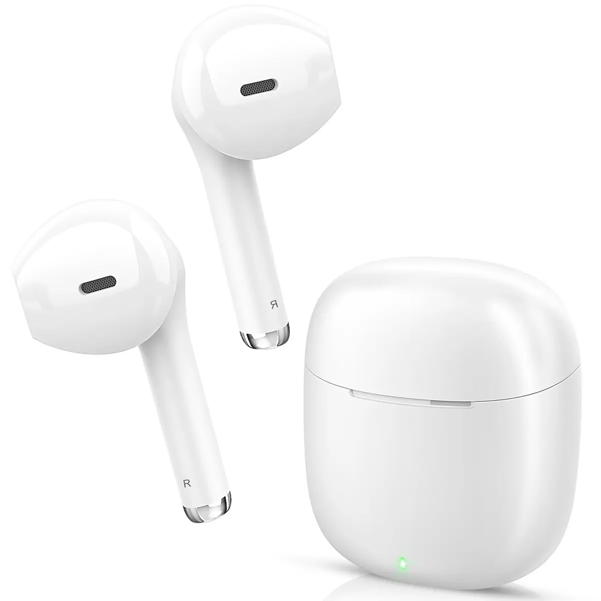 yobola T9 True Wireless Earbuds Bluetooth 5.0 Headphones with Charging Case, Deep Bass, IPX5 Waterproof, White (40g) - main product image
