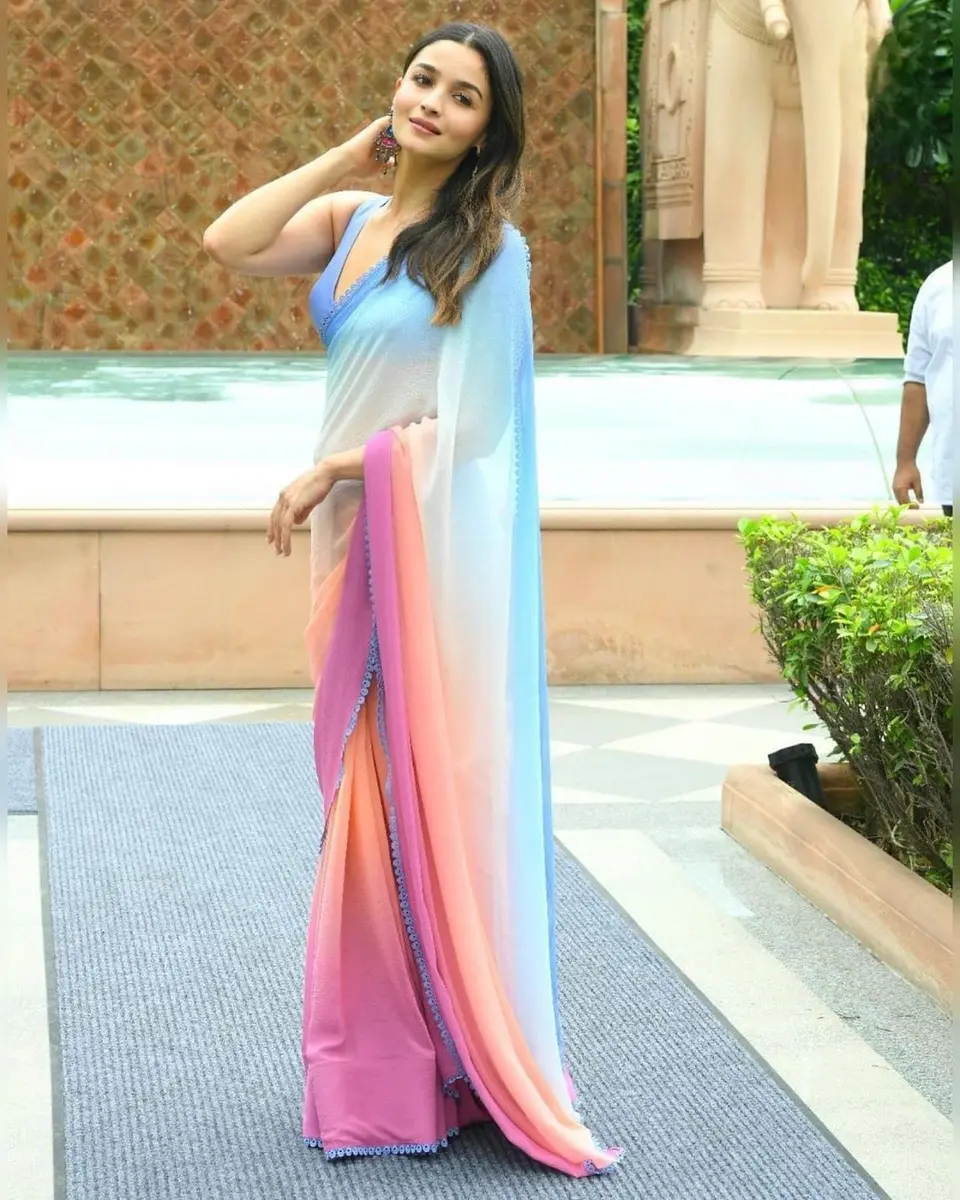 GLORY SAREES Women’s Georgette Printed Saree with Blouse Piece | Multicolour, One Size - view 2