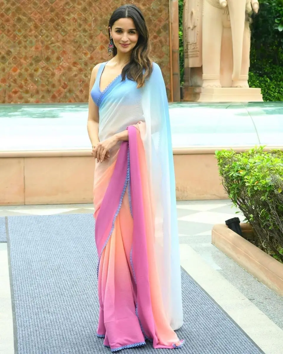 GLORY SAREES Women’s Georgette Printed Saree with Blouse Piece | Multicolour, One Size - view 3