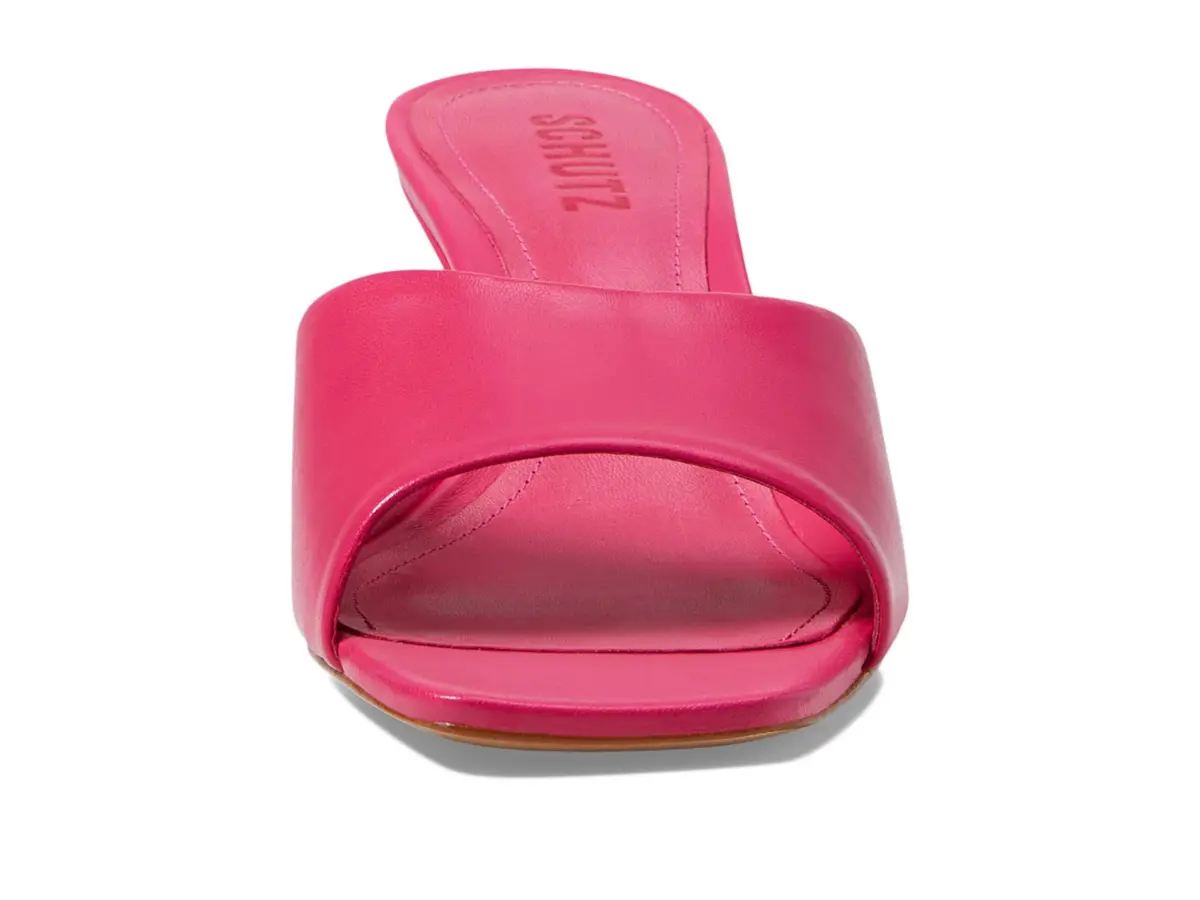 SCHUTZ Dethalia Mid Stiletto Slip-On Sandal Leather Pink 7 | Elegant Heel for Women - view 2