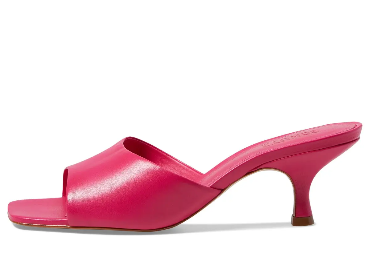 SCHUTZ Dethalia Mid Stiletto Slip-On Sandal Leather Pink 7 | Elegant Heel for Women - view 4