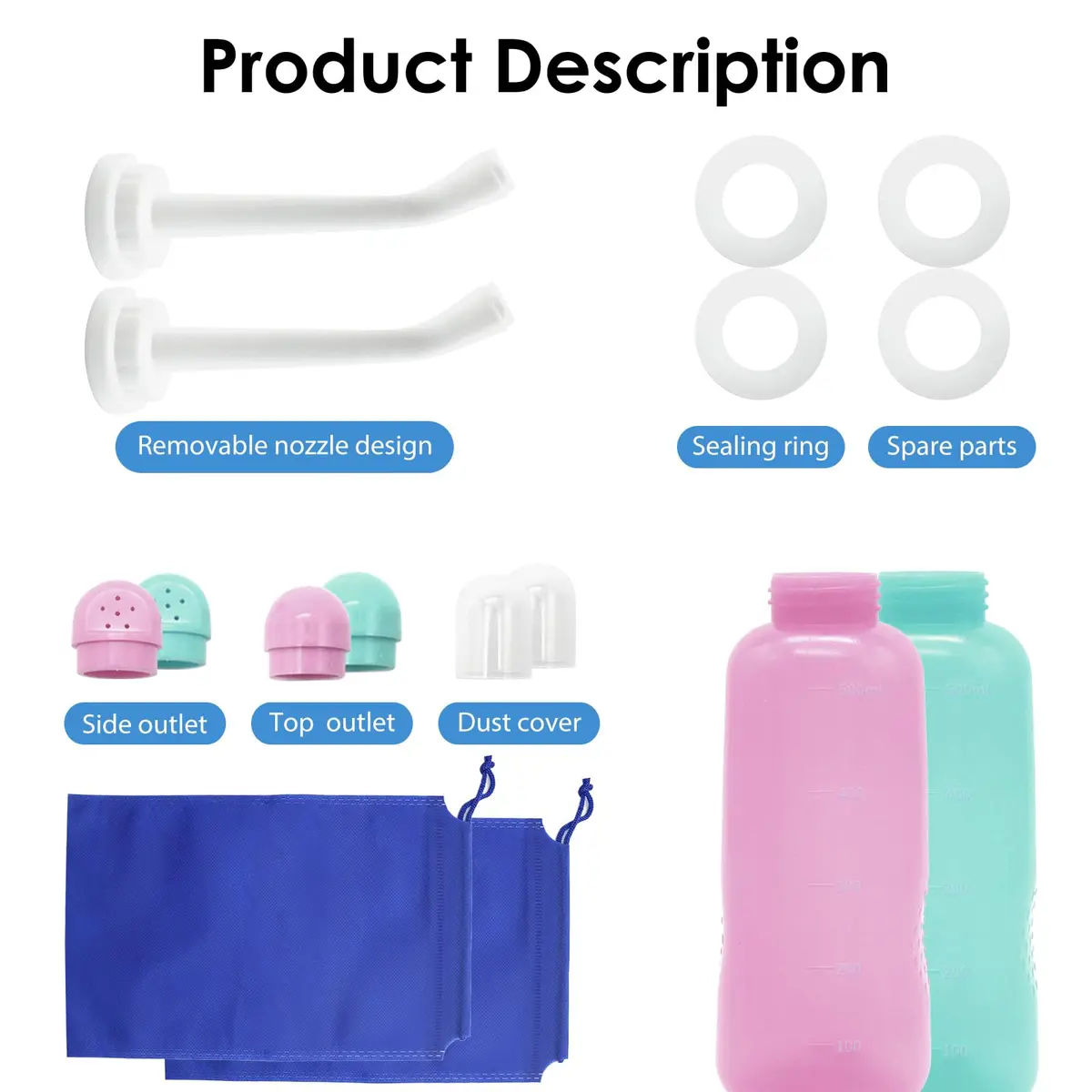 RUFCRIL Peri Bottle Postpartum 2-Pack 500ml (17.5 Fl Oz) | Upside Down Bidet for Perineal Care - view 3