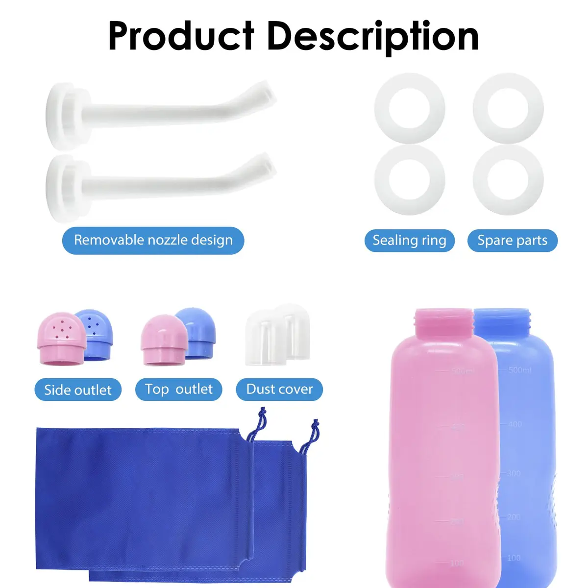 RUFCRIL Peri Bottle Postpartum 500ml (17.5 Fl Oz) 2-Pack | Boilable TPE for Perineal Care - view 3