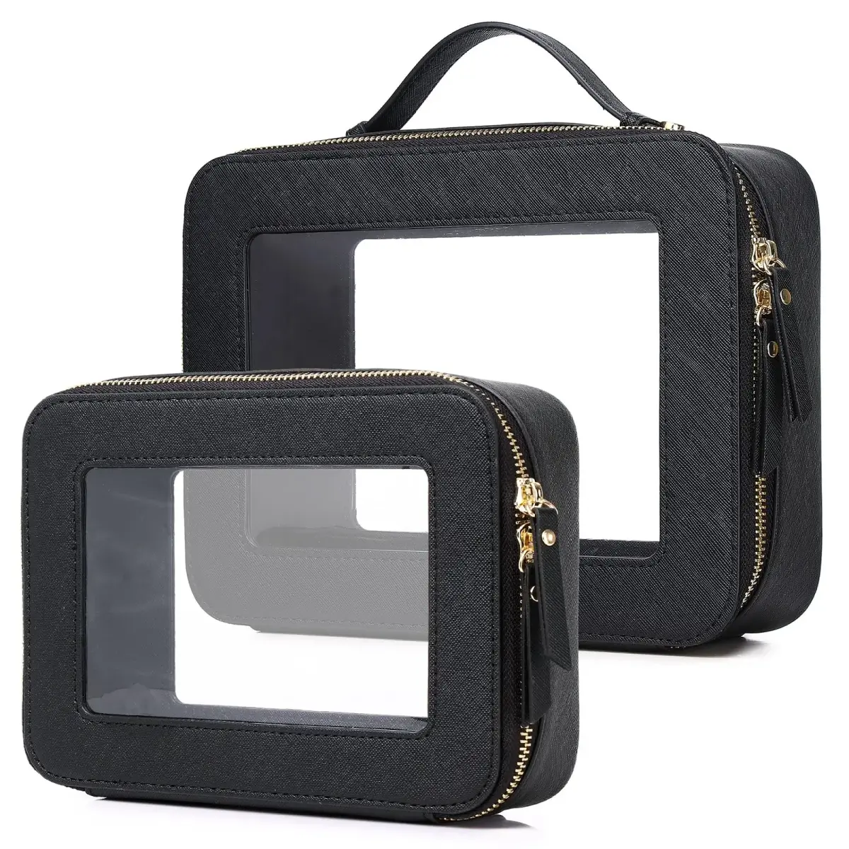 Pinkmik Clear Makeup Bag Set, M+L (2-Piece) | TSA Approved Waterproof Travel Cosmetic Case - main product image