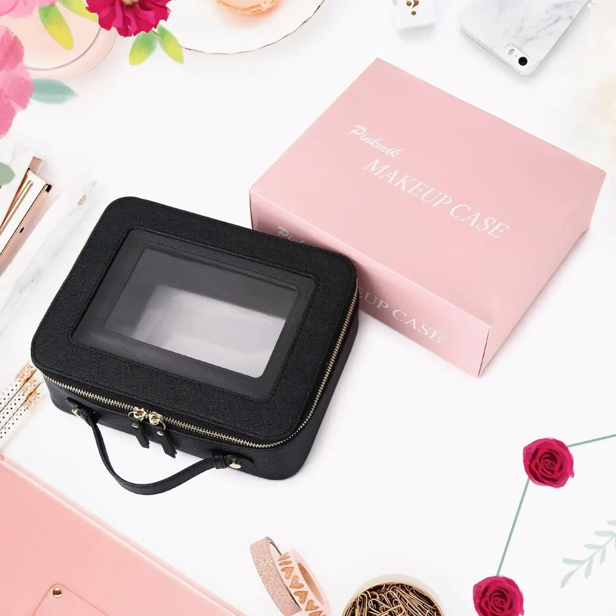 Pinkmik Clear Makeup Bag Set, M+L (2-Piece) | TSA Approved Waterproof Travel Cosmetic Case - view 8