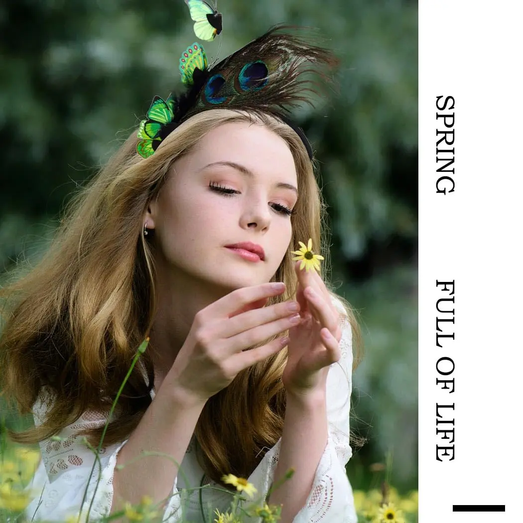 Coridy Boho Green Butterfly Peacock Feather Headpiece | 1920s Gatsby Flapper Headband for Women - view 3