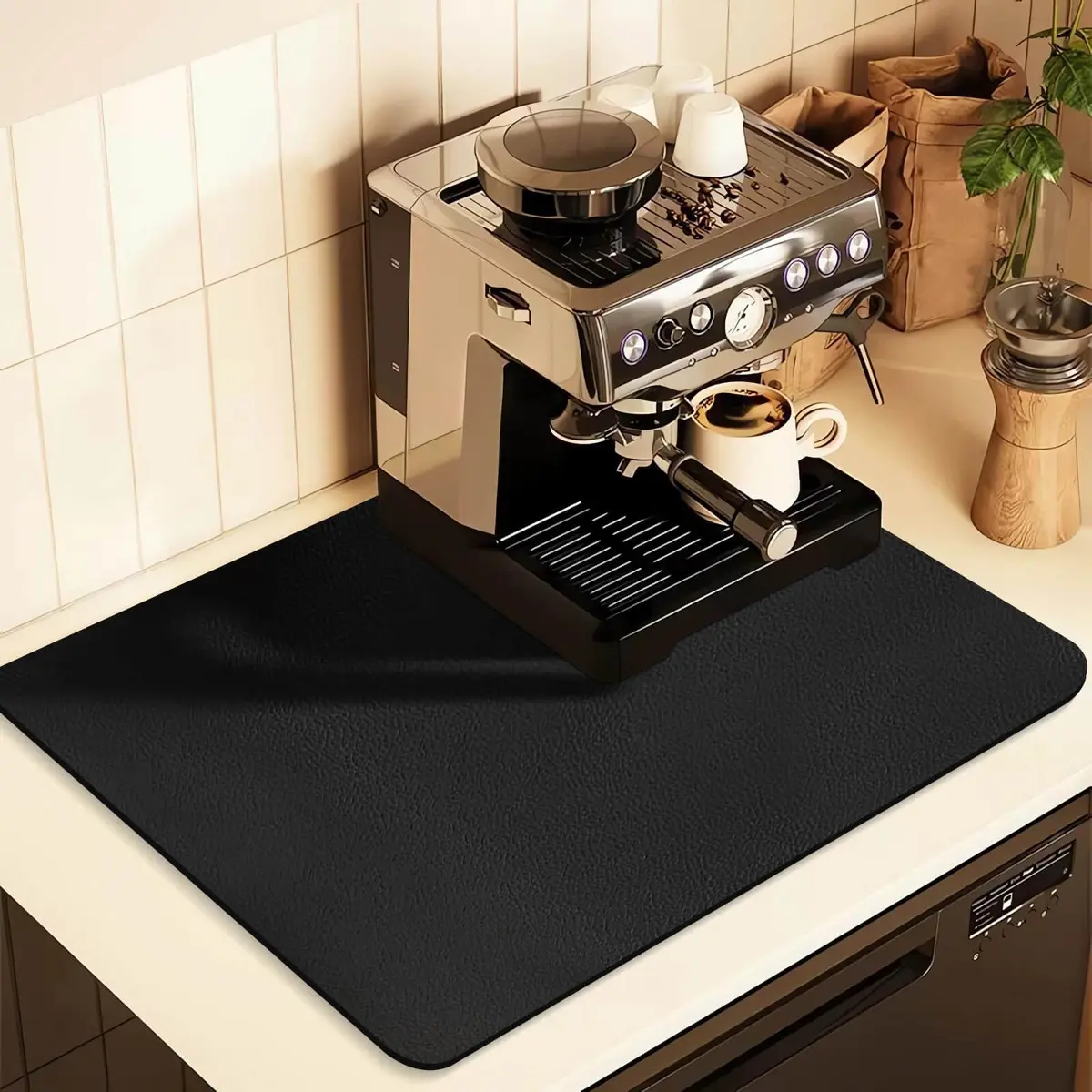 JuSiyley Coffee Mat for Countertops 12" x 19" | Absorbent Rubber Mat for Kitchen - main product image
