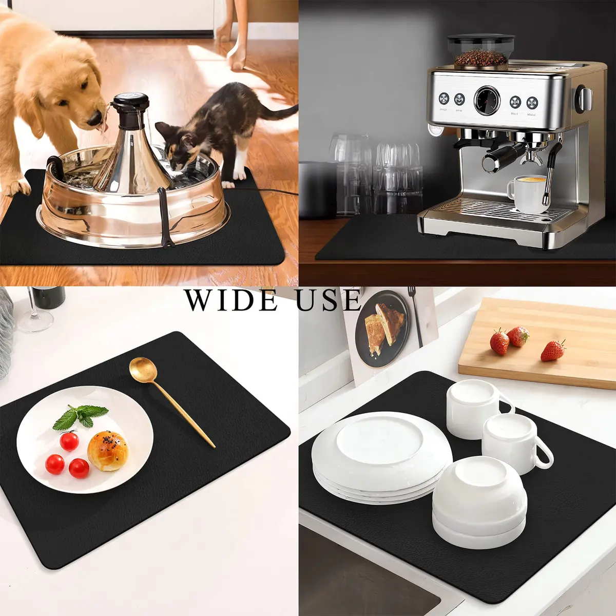 JuSiyley Coffee Mat for Countertops 12" x 19" | Absorbent Rubber Mat for Kitchen - view 2