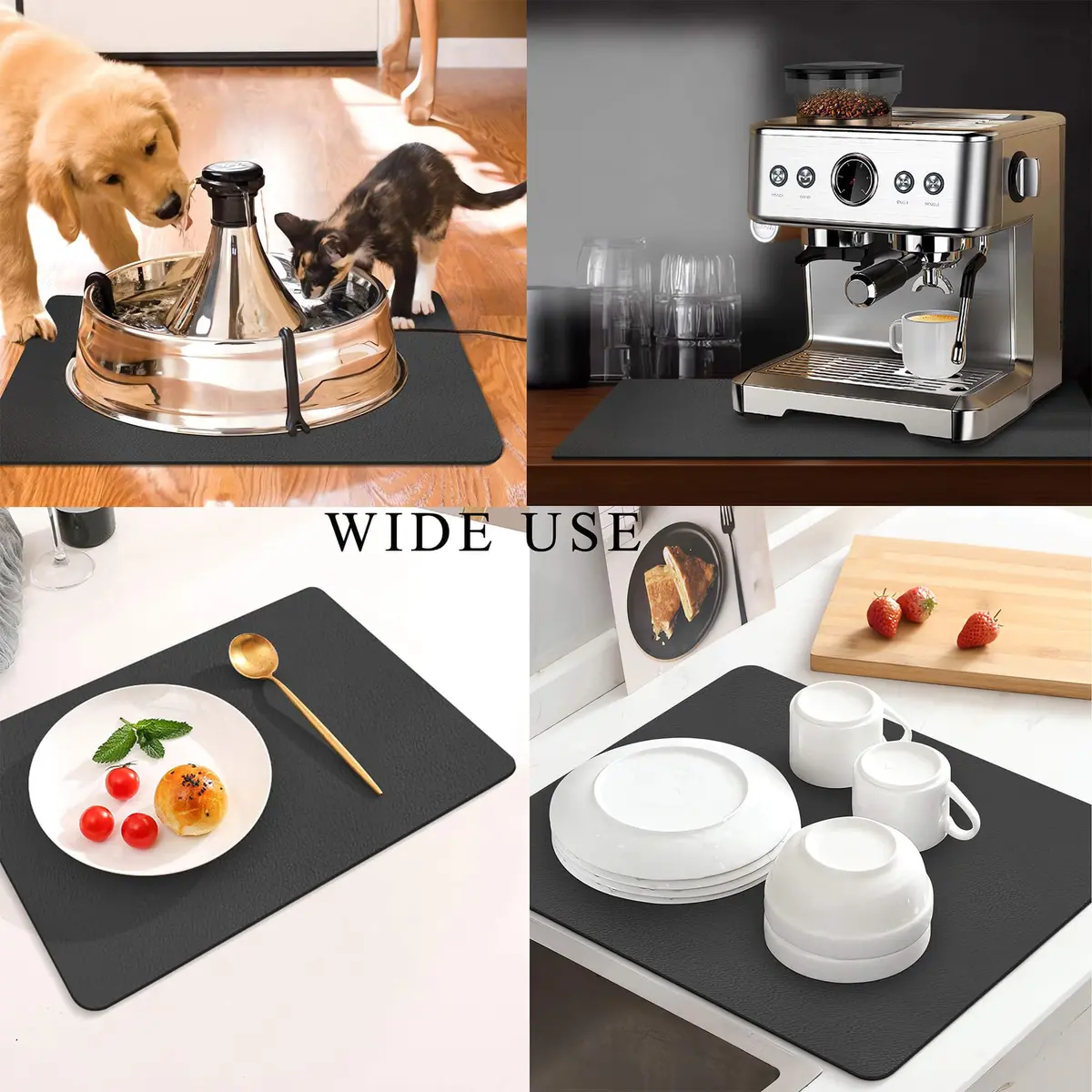 JuSiyley Coffee Mat for Countertops 48cm x 30cm (19"x12") | Absorbent Hide Stain Rubber Mat for Kitchen Counter - view 2
