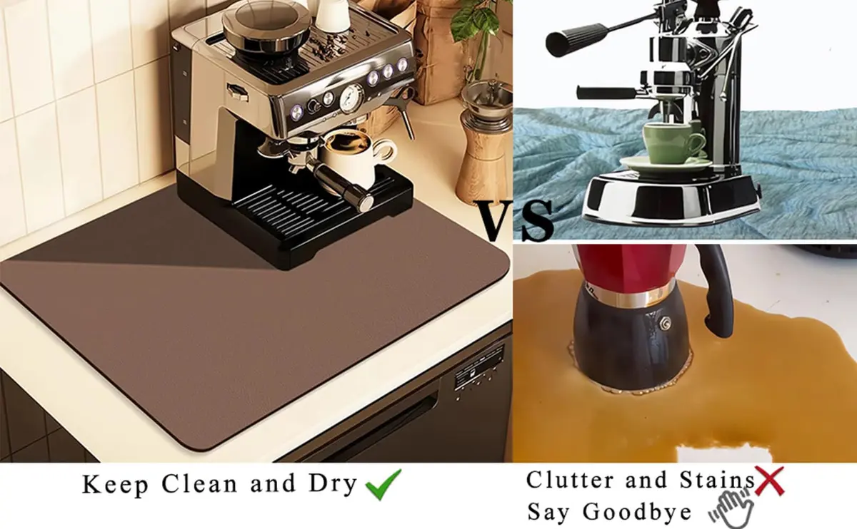 JuSiyley Coffee Mat for Countertops 12"x19" | Absorbent Rubber Mat for Kitchen - view 5