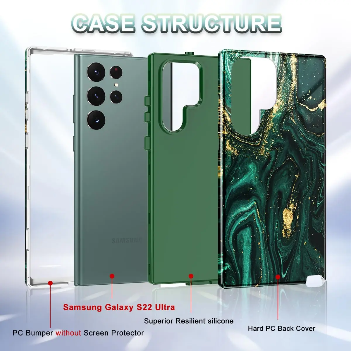 Btscase Cellular Phone Case 6.8 inches | Marble Pattern Shockproof Full Body - view 2