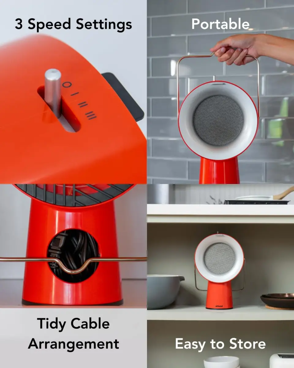 airhood Cadmium Orange Portable Kitchen Exhaust Fan, Ductless Air Purifier with 2 Activated Charcoal Filters & Stainless-steel Oil Filter | Easy to Clean - view 2