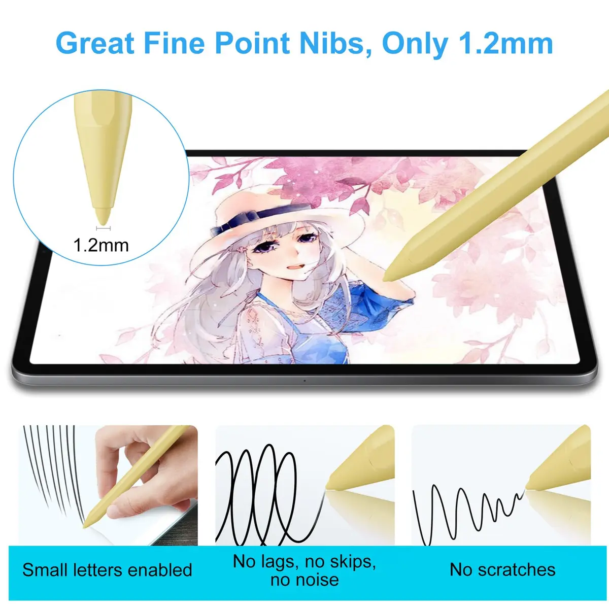 FOJOJO Stylus Pen for iPad 2026-2018 | Palm Rejection & Fast Charge (16.5cm, Yellow) - view 3