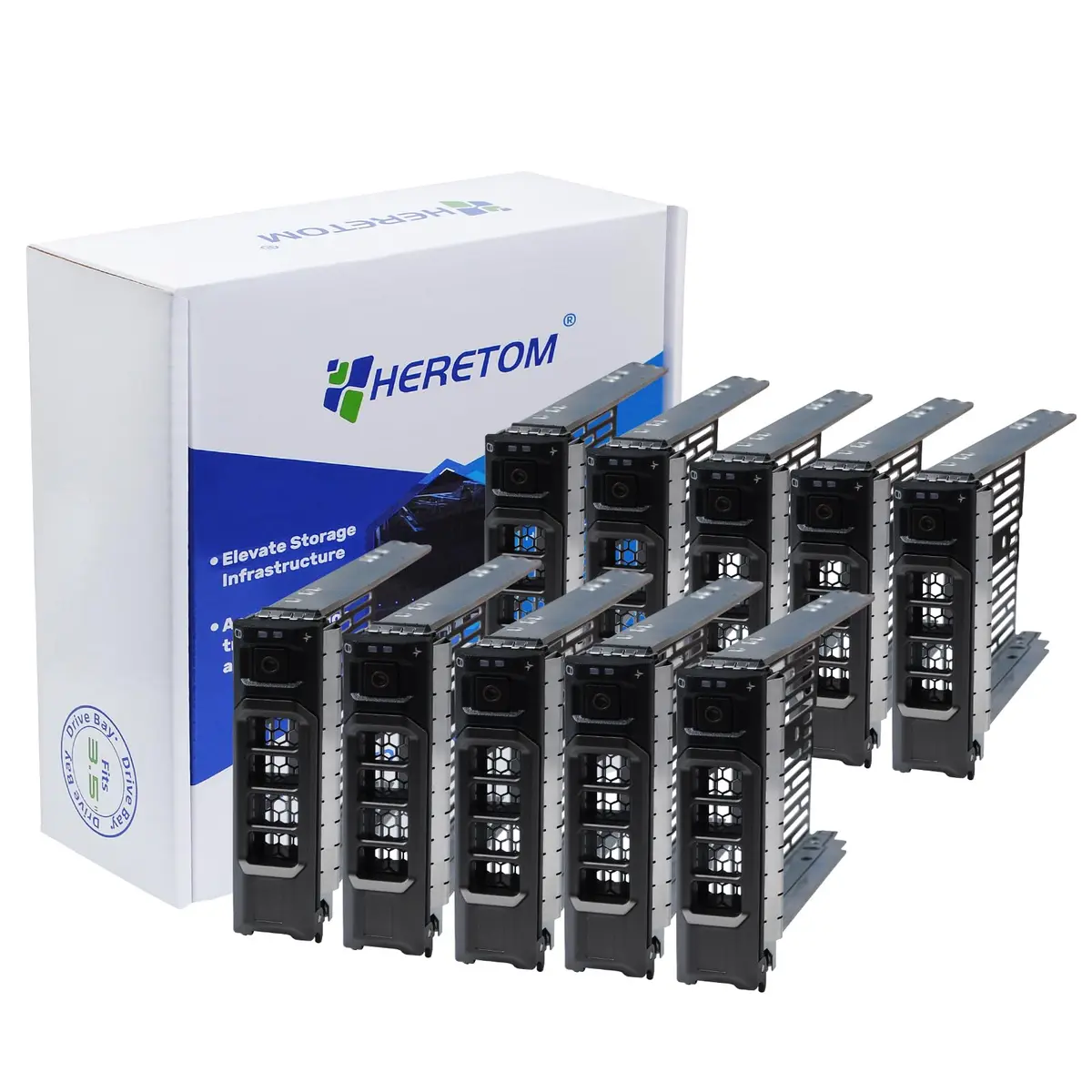 Heretom 10-Pack Hard Drive Caddy 3.5 SAS SATA SSD | Durable Metal Bracket for PowerEdge Servers - main product image