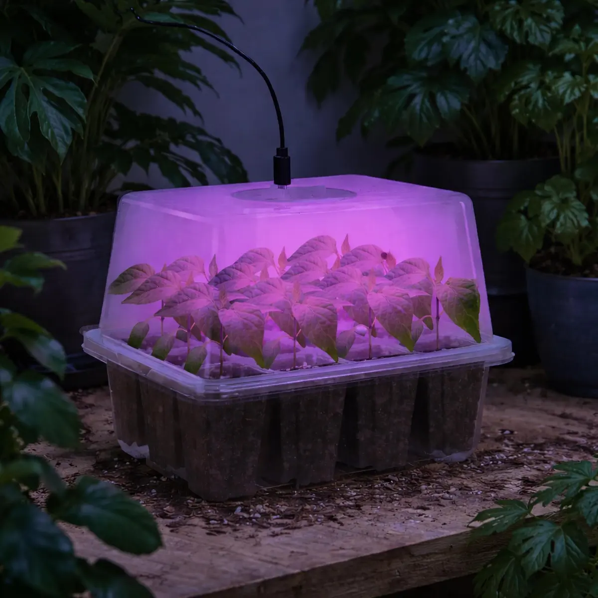 Bonviee Seed Starter Trays with 12-LED Grow Lights, Clear, 5 Pack | Indoor Germination Kit with Root Observation - view 8