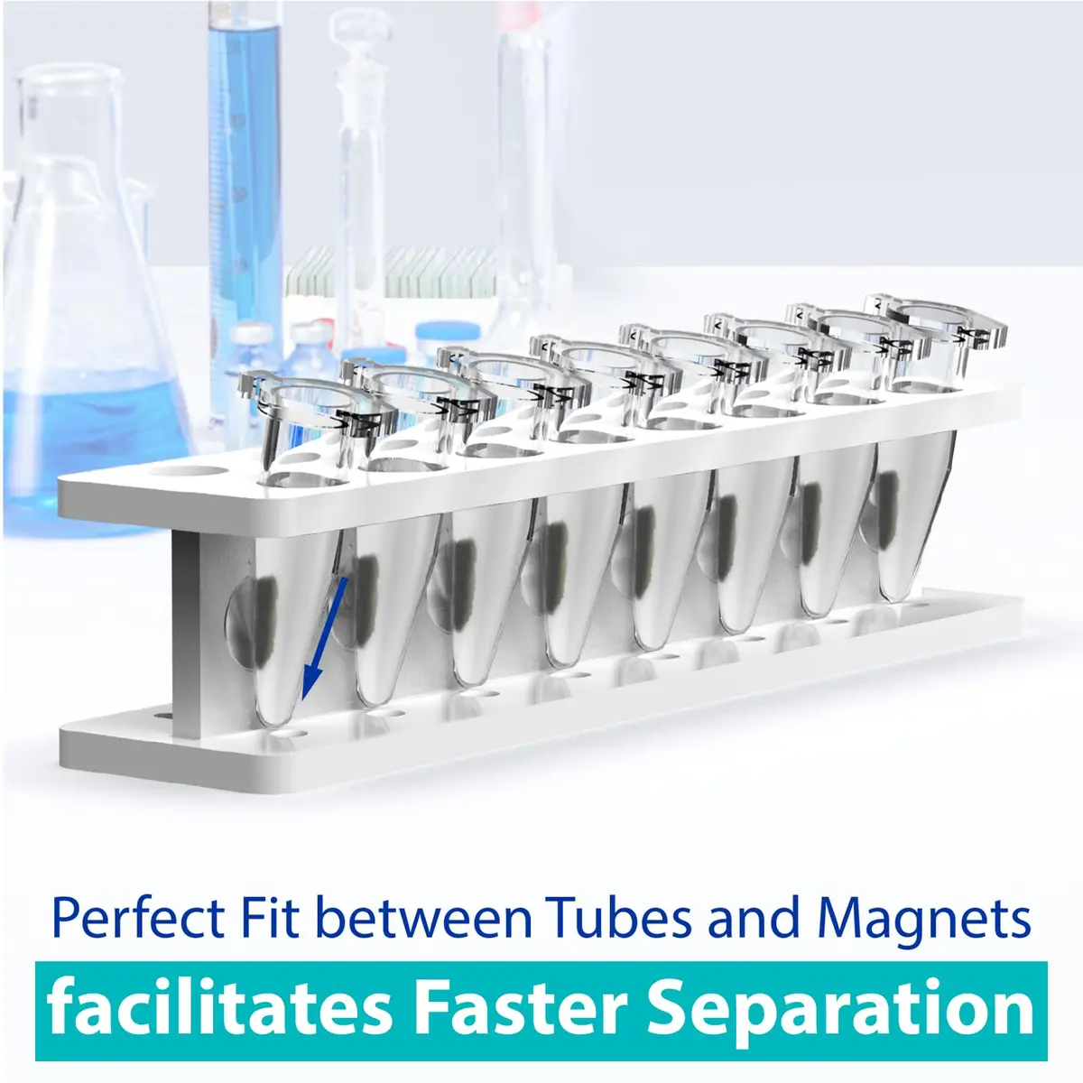 eLabPal 16-Well Magnetic Separation Rack for 1.5/2mL Tubes | Neodymium Magnet Bead Collection - view 3