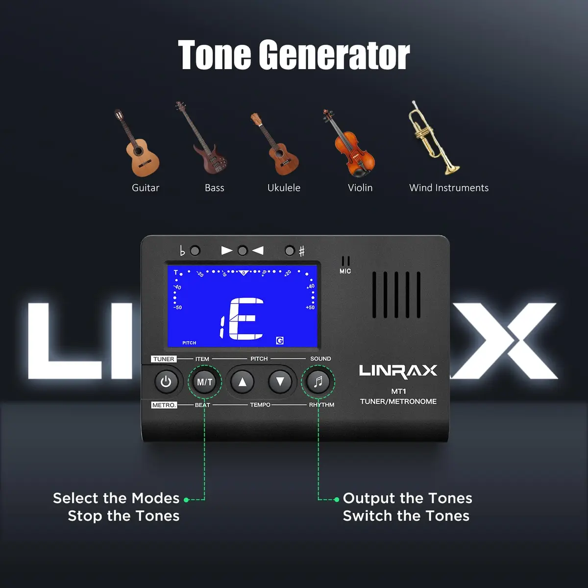 LINRAX MT1 Metronome Tuner Tone Generator | 3-in-1 Portable Music Practice Tool - view 5