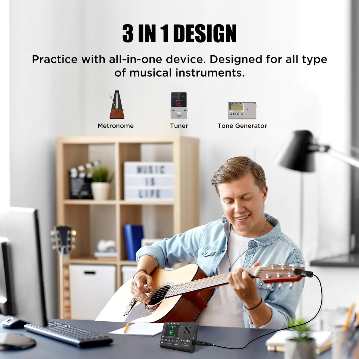 LINRAX MT1 Metronome Tuner Tone Generator | 3-in-1 Portable Music Practice Tool - view 7