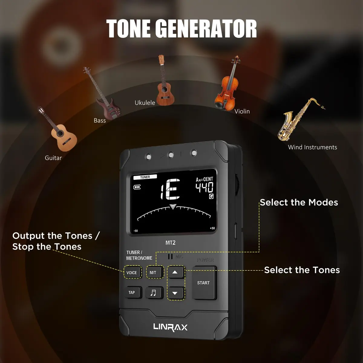 Linrax MT2 Rechargeable Metronome Tuner 3-in-1 | Chromatic Tuner for All Instruments - view 5