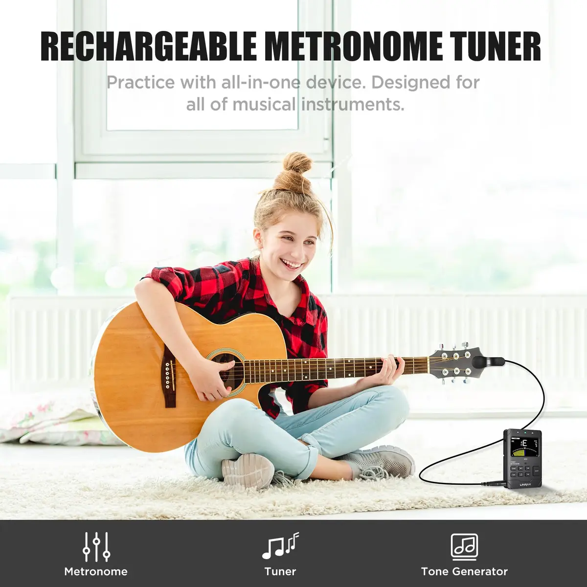 Linrax MT2 Rechargeable Metronome Tuner 3-in-1 | Chromatic Tuner for All Instruments - view 7