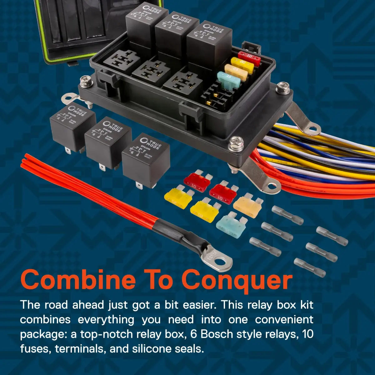 True MODS 12V Automotive Waterproof 5-Pin Prewired Relay Fuse Box Block Kit with Harness | 6-Circuit Power Distribution - view 5