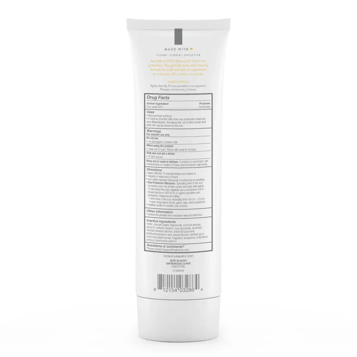 Native Sunscreen SPF 30 Zinc Oxide 148ml (5 Fl Oz) | Dermatologist Tested - view 9