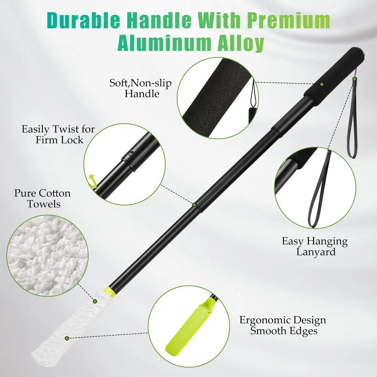 LYIGEOL Toe Cleaning Brush, Foot Scrubber with Telescopic Handle 12"-24" | Reusable Drying Covers for Seniors & Elderly - view 3