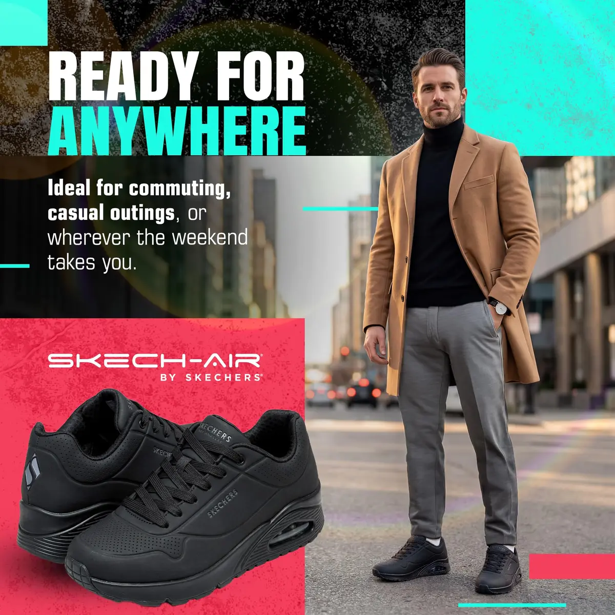 Skechers Men's Uno-Stand on Air Sneaker Wide Fit | Black/Black, 13 Wide - view 5