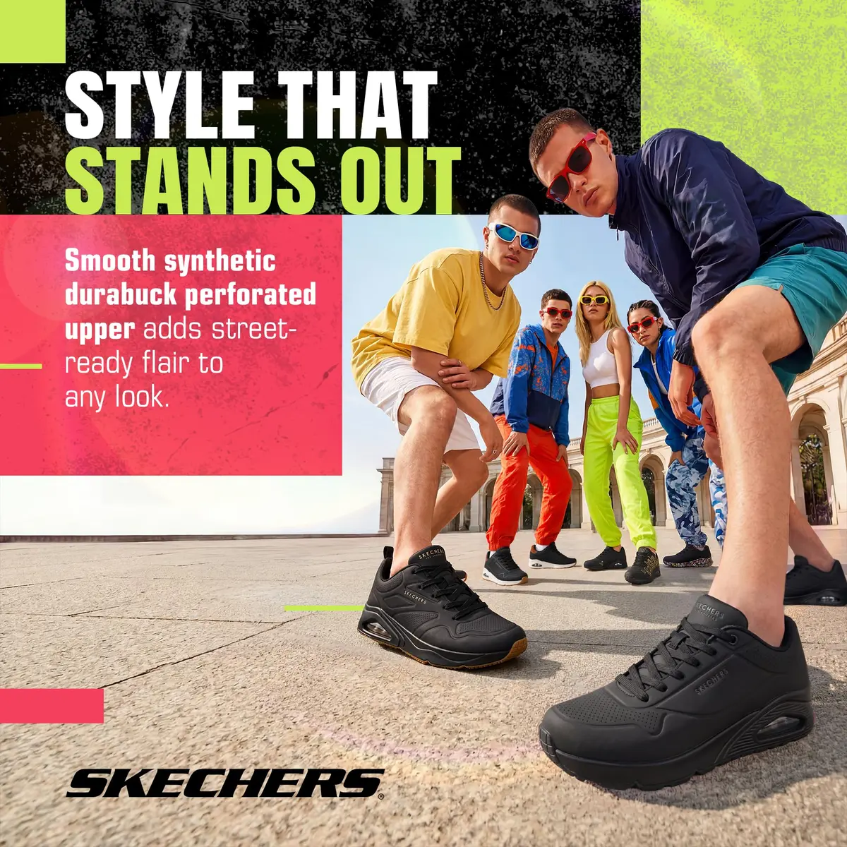 Skechers Men's Uno-Stand on Air Sneaker Wide Fit | Black/Black, 13 Wide - view 6