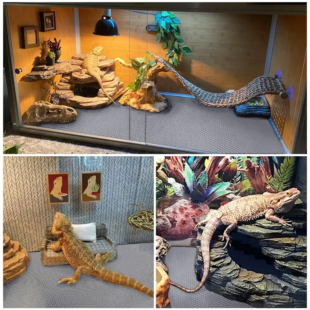 TCYPUHL Bearded Dragon Tank Accessories Reptile Carpet,18"×79",2 PCS Grey | Easy to Clean & Versatile - view 4
