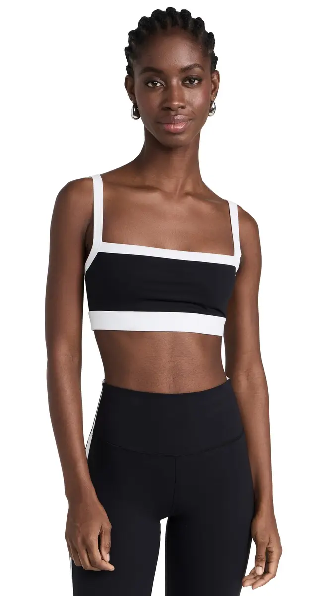 Splits59 Monah Rigor Medium Support Bra Black/White X-Large | Square Neck, Nylon & Spandex - main product image