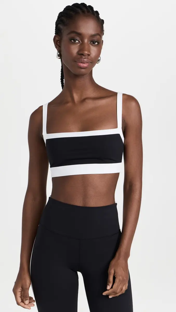 Splits59 Monah Rigor Medium Support Bra Black/White X-Large | Square Neck, Nylon & Spandex - view 2