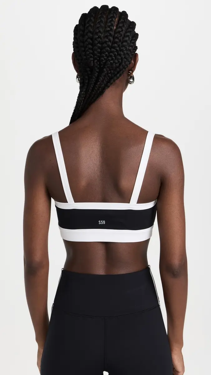 Splits59 Monah Rigor Medium Support Bra Black/White X-Large | Square Neck, Nylon & Spandex - view 3