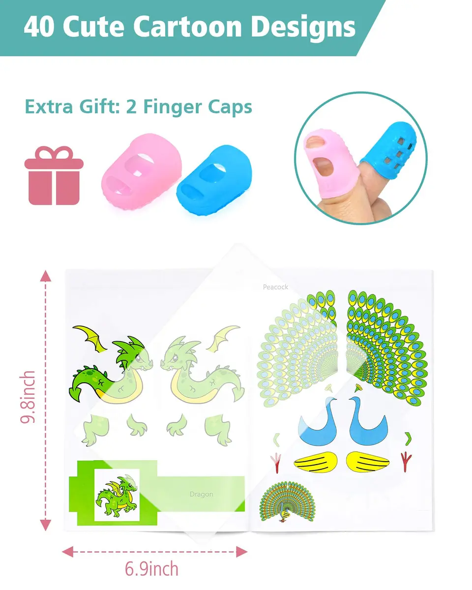 Vomika 3D Pen Painting Drawing Book, 40 Pattern Templates | Kids & Artists, Easy to Use, 40 Cartoon Patterns - view 3