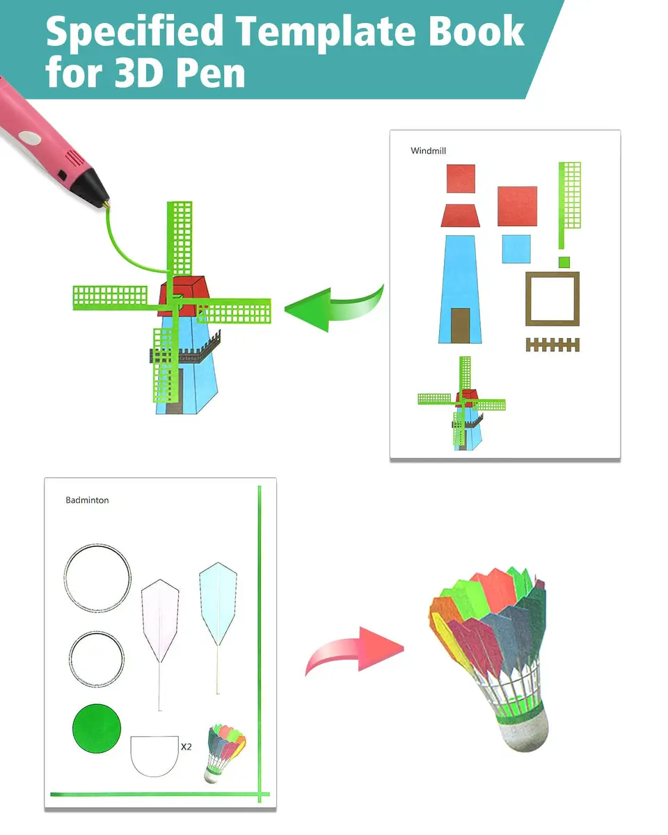 Vomika 3D Pen Painting Drawing Book, 40 Pattern Templates | Kids & Artists, Easy to Use, 40 Cartoon Patterns - view 4