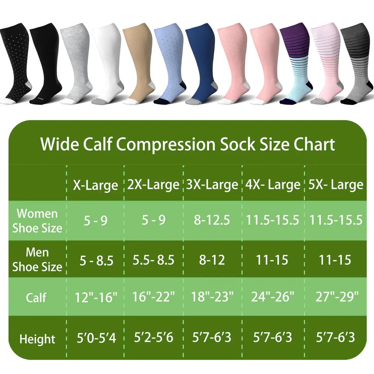 LEVSOX Wide Calf Compression Socks for Women Plus Size | 15-20mmHg Support for Pregnancy & Travel - view 3