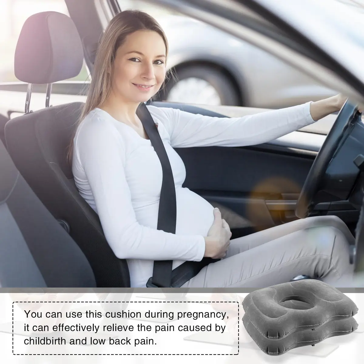 Leinuosen Inflatable Seat Cushion 46cm x 40cm x 12cm (18.1'' x 15.7'' x 4.7'') | Grey 2-Pack - view 6