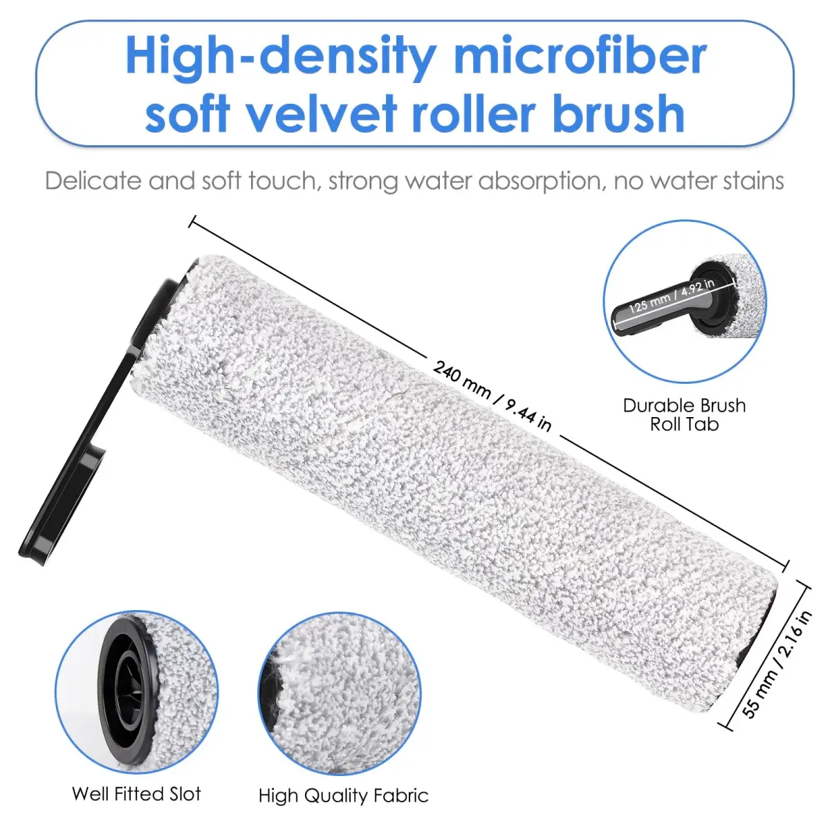 MIBUMIKI Replacement Brush Rollers for Tineco Floor One S5/S5 Pro | 2 Pieces, Microfiber Soft Bristles - view 3