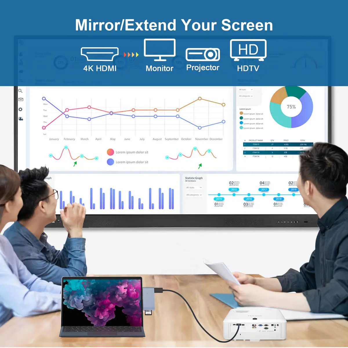 clickfish Surface Pro 6/Pro 5/Pro 4 USB Hub Docking Station 4K HDMI, SD & TF Card Reader, Aluminum, Compact, Lightweight | 4K@30Hz - view 6