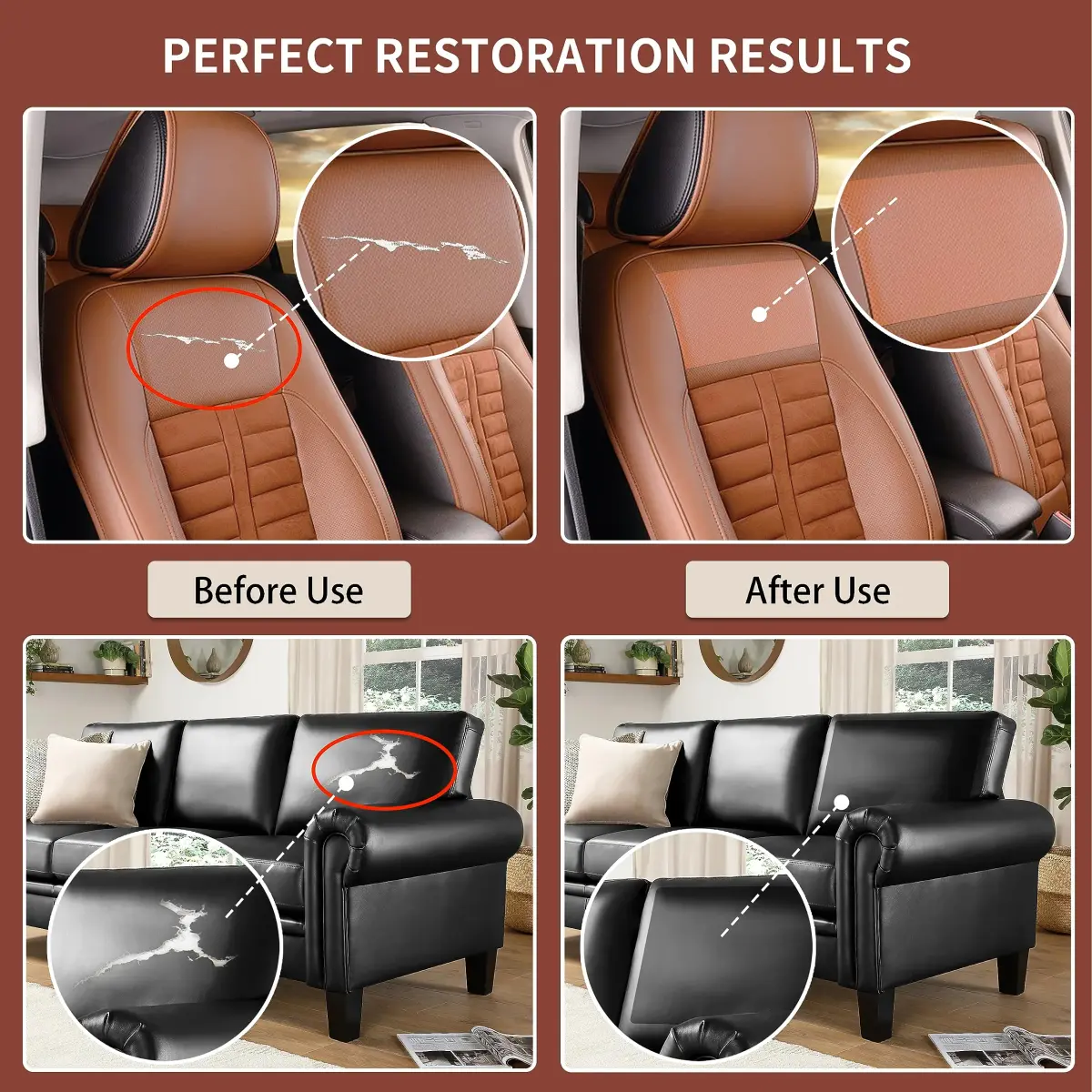 Besezx Leather Repair Patch Tape Kit 4.8in x 60in | Self-Adhesive for Furniture, Car Seats, Sofas, Vinyl - view 5