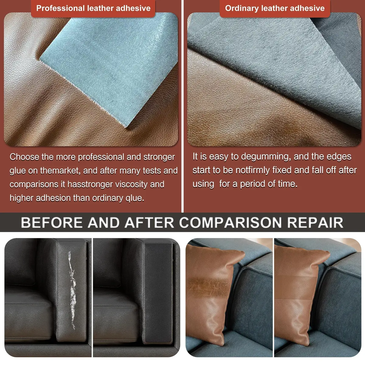 Besezx Leather Repair Patch Tape Kit 4.8in x 60in | Self-Adhesive for Furniture, Car Seats, Sofas, Vinyl - view 4