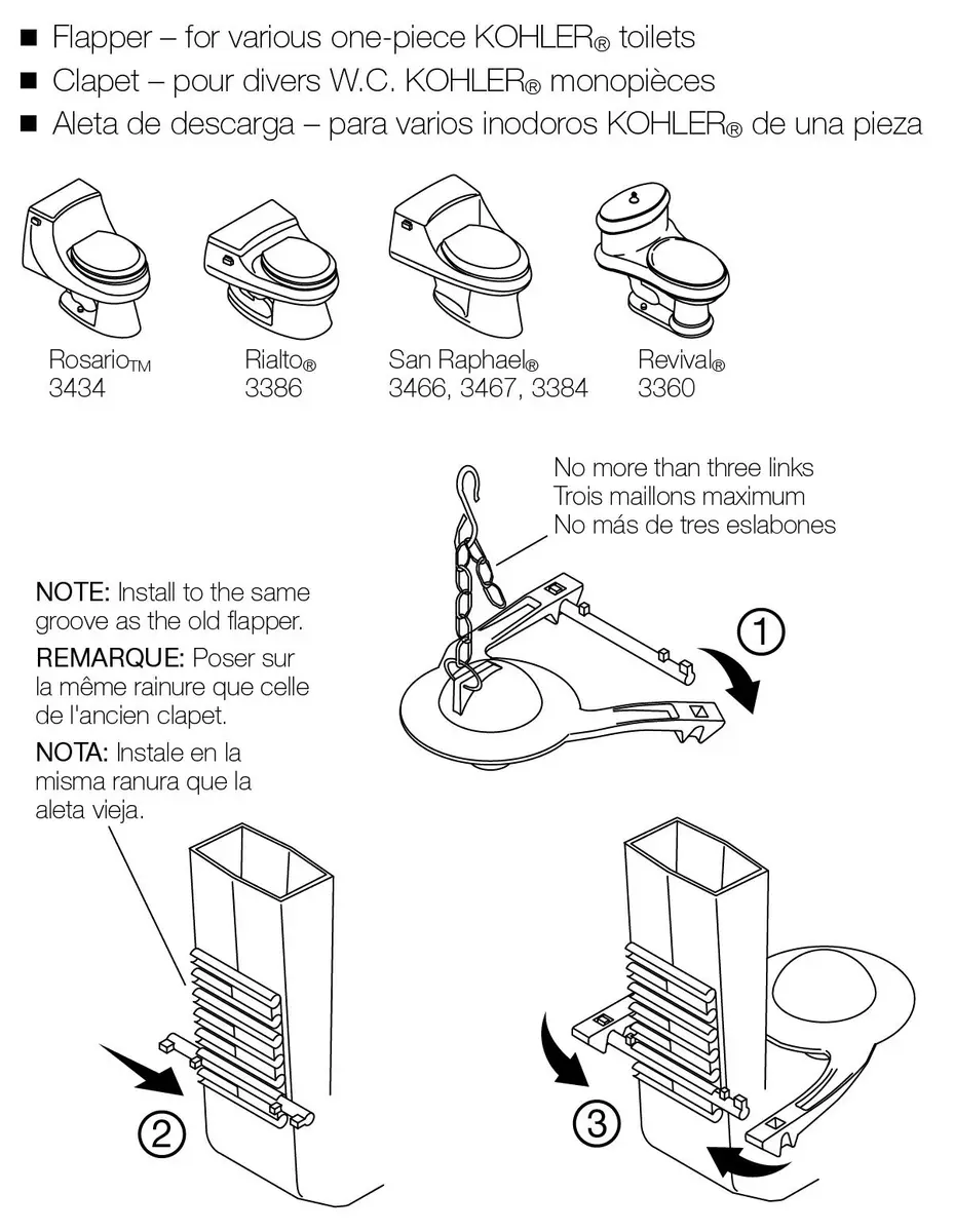 Kohler GP84995 Genuine Toilet Flapper Hinge 50mm (2") | Corrosion Resistant Rigid Bar for Consistent Flush - view 2
