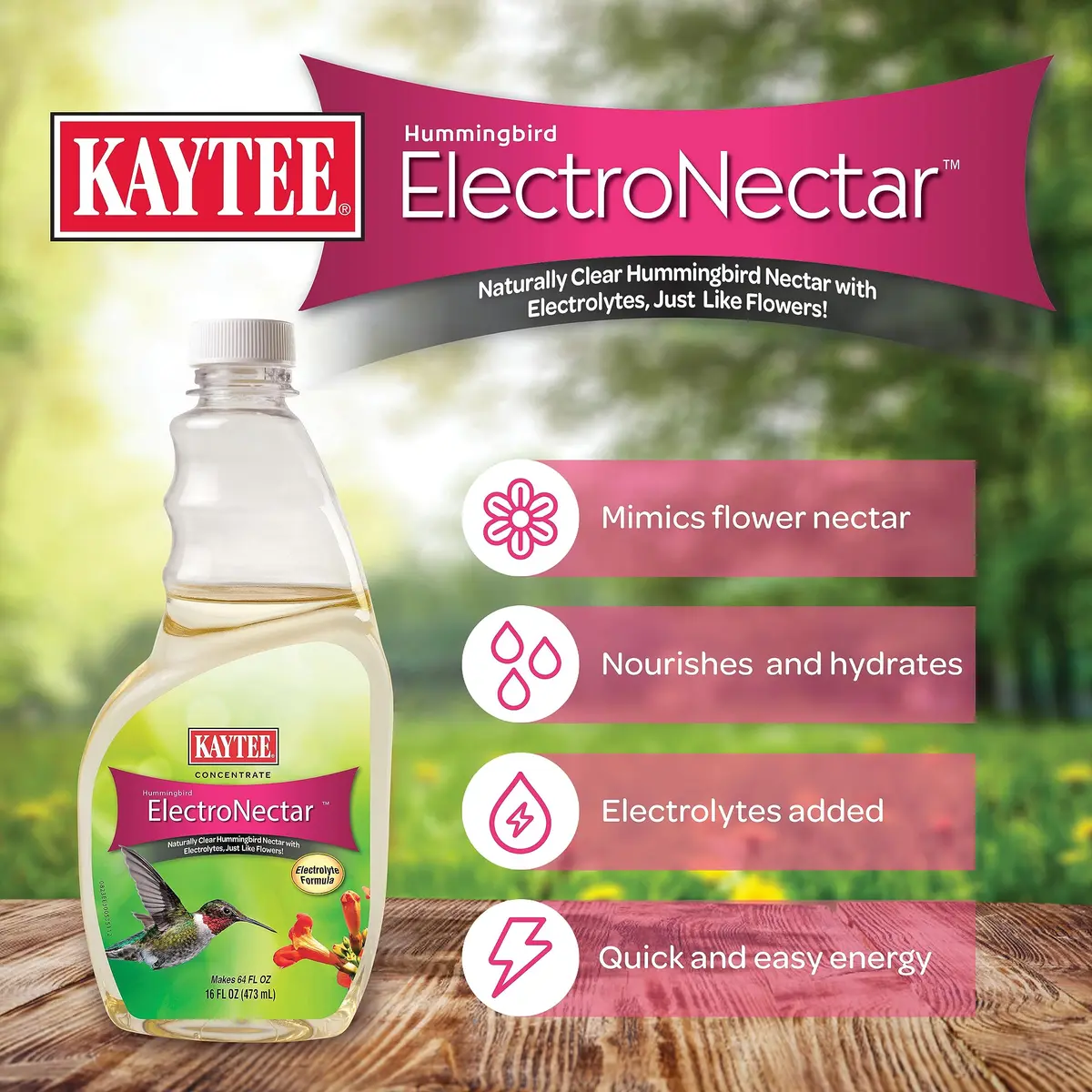 Kaytee ElectroNectar Wild Bird Food 16 Fl Oz | Electrolyte Concentrate for Hummingbirds - view 3