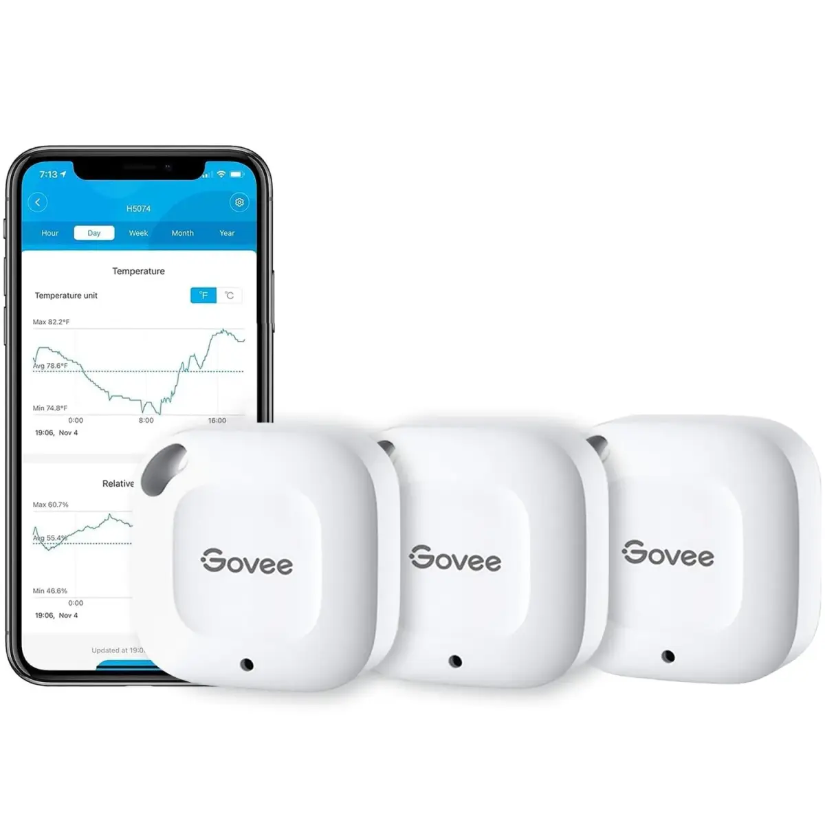 Govee Smart Bluetooth Thermometer Hygrometer 3 Pack | Monitor Temp & Humidity with App Alerts - main product image