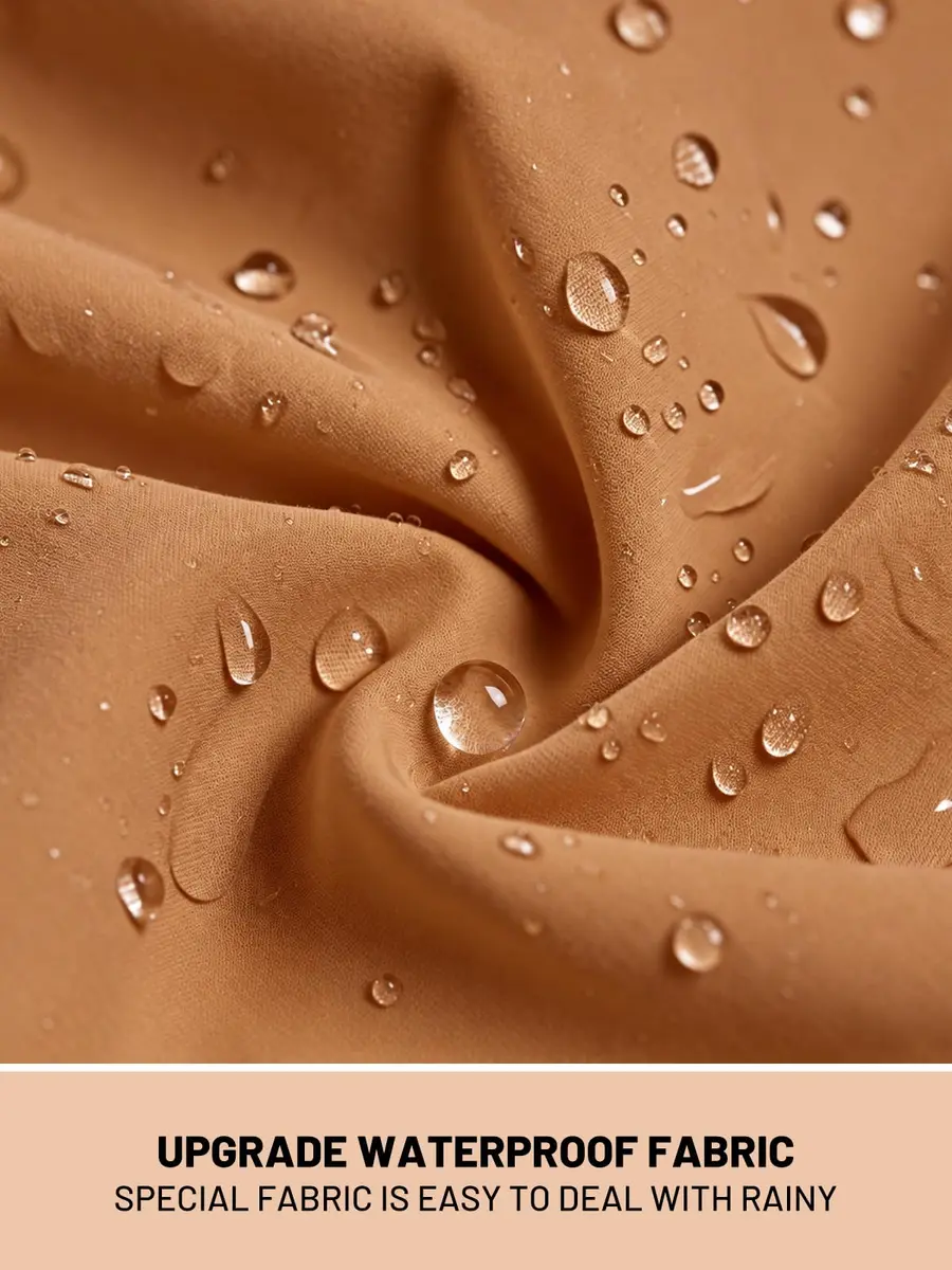 PITINAN Women Rain Jacket Waterproof With Hood Long Trench Coat Caramel, M | Water-Resistant, Detachable Hood, Adjustable Waist - view 3