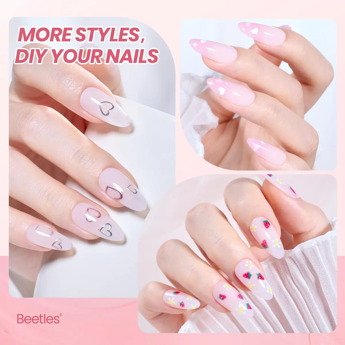 Beetles Gel Polish Milky Pink Jelly Gel Polish 15ml (0.5 Fl Oz) | Sheer Nude Pink for French Nail Art - view 5