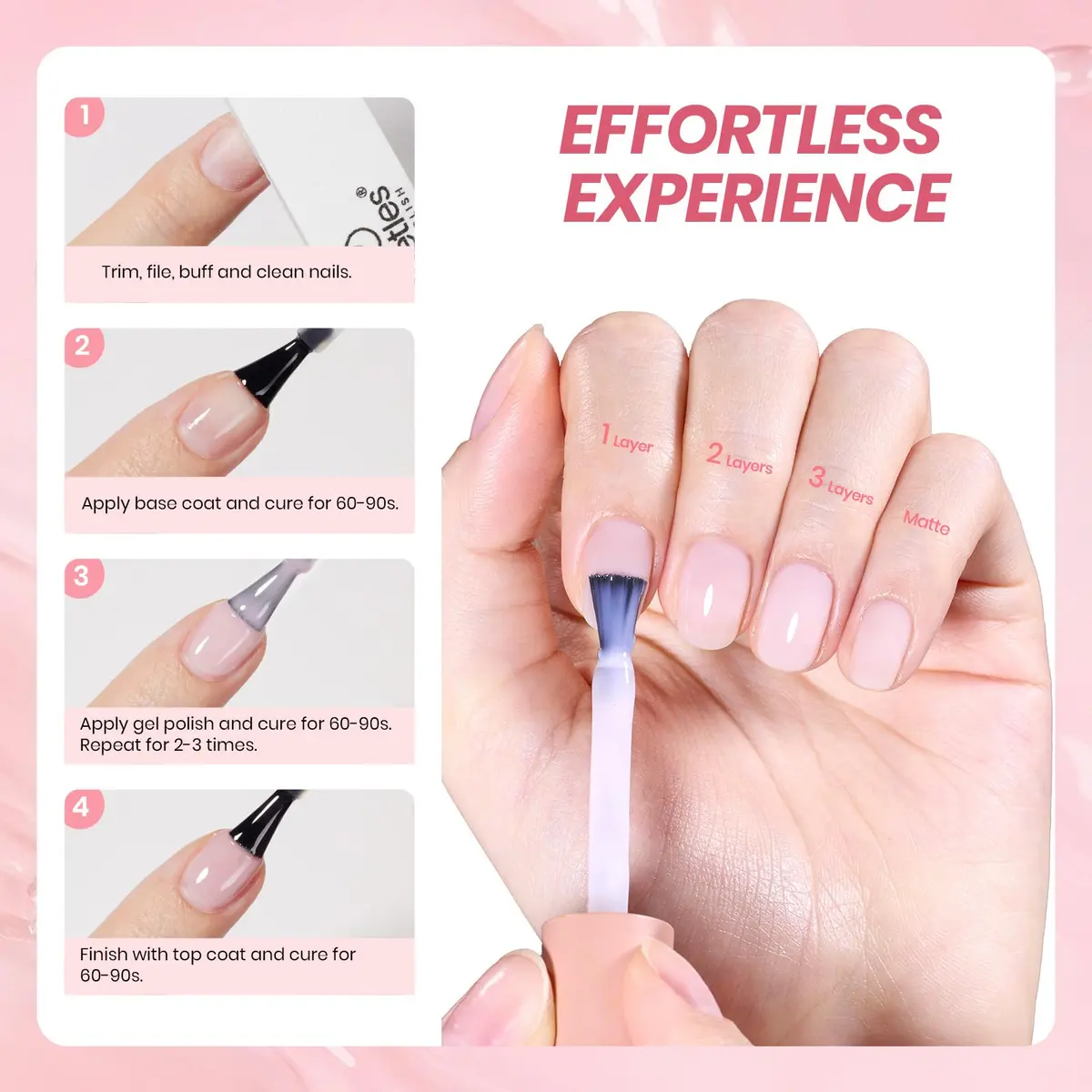 Beetles Gel Polish Milky Pink Jelly Gel Polish 15ml (0.5 Fl Oz) | Sheer Nude Pink for French Nail Art - view 6