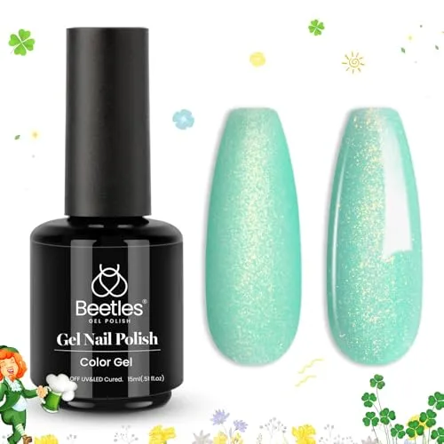 Beetles Gel Polish Mint Green Glitter Gel Nail Polish Mermaid Turquoise Shimmer UV LED Soak Off 15ml (0.51 Fl Oz) - main product image