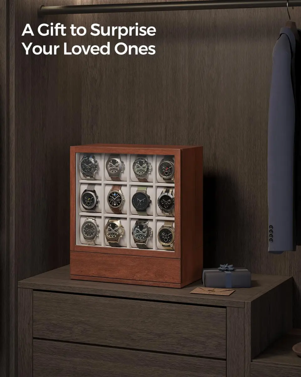 SONGMICS 12 Watch Display Case with Hidden Storage 32.5 cm (12.8 in) | Organize Your Collection - view 6